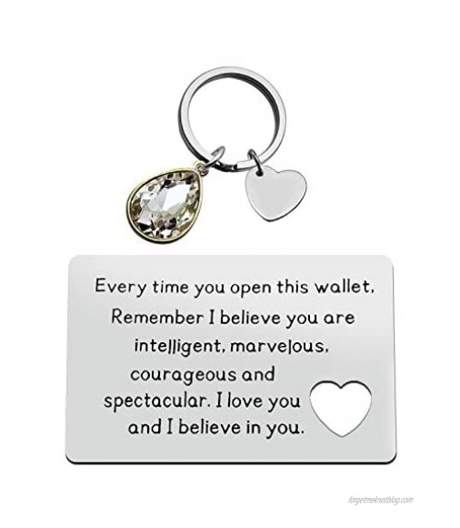 Ciyumu Engraved Wallet Card Inserts Inspirational Gift Mini Love Note Insert Card Encouragement Gift for Son Daughter Christmas Birthday Motivational Gifts for Men Valentine Present for Girl/Boyfriend Gifts Silver Small