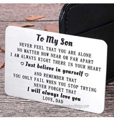Dad To My Son Christmas Wallet Card Inserts Valentine Gifts For Step Son From Dad Fathers Day Graduation Sweet 16 18 21 Birthday Love Note For him Teens Adult Men Teenage Boys Kids Inspirational Gift