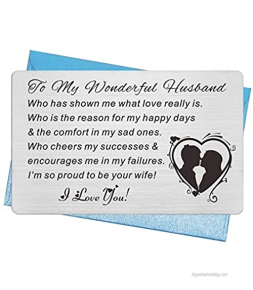 Fathers Day Gift for Husband Wedding Birthday Gifts for Men I Love You Message Engraved Wallet Card Insert