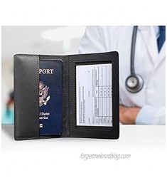 Faux Leather Vaccine Card Protector Vaccine Cards Cover Immunization Record Card Holder Multifunctional Protective Sleeve Business Card Case Passport Organizer Pouch Wallet (Black)