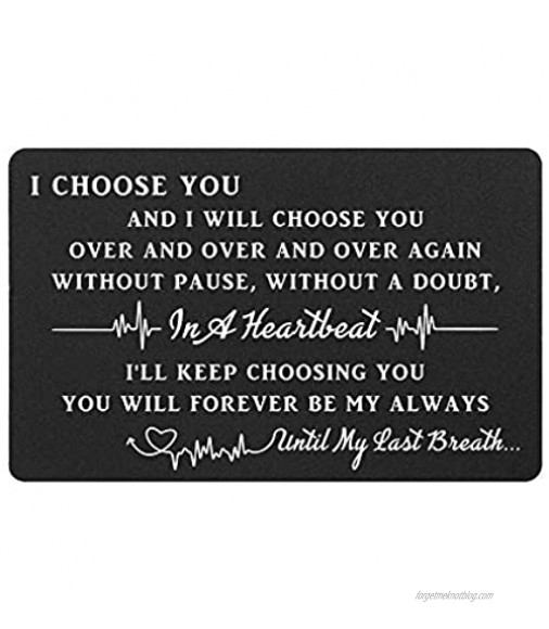 I Love You Gifts for Him Engraved Wallet Card Insert Anniversary Card for Men Romantic Gifts for Groom Future Husband I Choose You Valentines Fathers Day