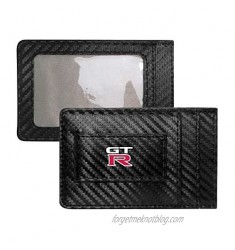 iPick Image Nissan GT-R Logo Black Carbon Fiber Leather Wallet RFID Block Card Case Money Holder  4-3/8" x 2-3/4"