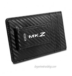 Lincoln MKZ Black Carbon Fiber Leather Wallet RFID Block Card Case Money Clip