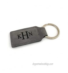 Monogram Keychain Faux Leather Permanently Laser Engraved