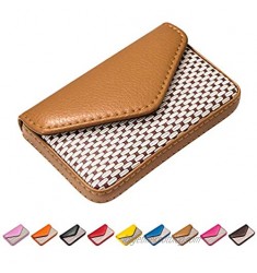 Padike Leather Business Name Card Holder Case Wallet Credit Card Book with Magnetic Shut Black (Apricot)