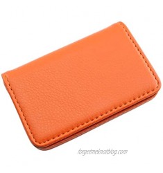 RuiLing 1-Pack Orange Leather Wallet Flip Type Purse with Magnetic Closure Holder 25 Cards Case 4X 2.8"(LxW) Business Name Card Case