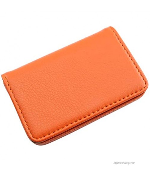 RuiLing 1-Pack Orange Leather Wallet Flip Type Purse with Magnetic Closure Holder 25 Cards Case 4X 2.8(LxW) Business Name Card Case