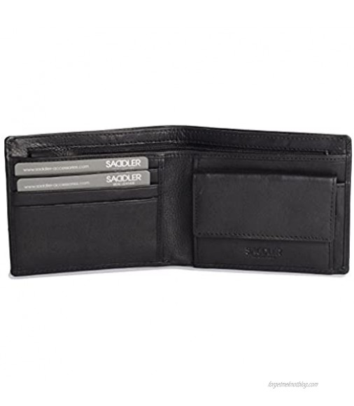 SADDLER Mens Genuine Leather Slim Tab Wallet With Coin Purse | Minimalist Billfold | Gift Boxed