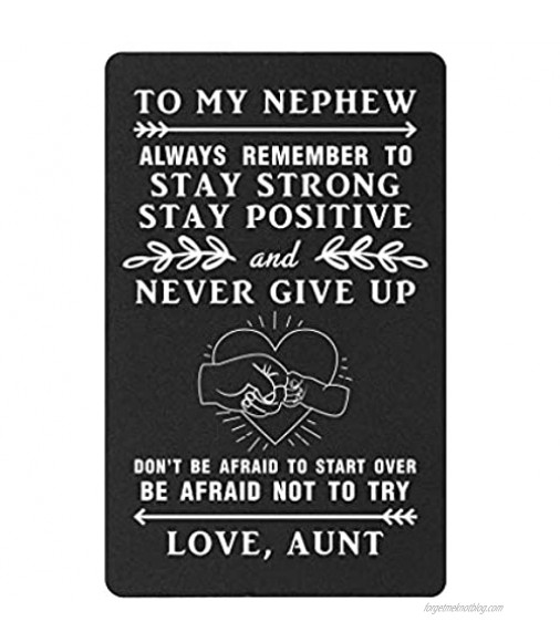 TANWIH Nephew Engraved Wallet Card Nephew Gifts from Aunt Birthday Gift Cards for 16 Year Old Nephew to My Adult Nephew from Aunt Graduation 2021 Presents for Him Christmas