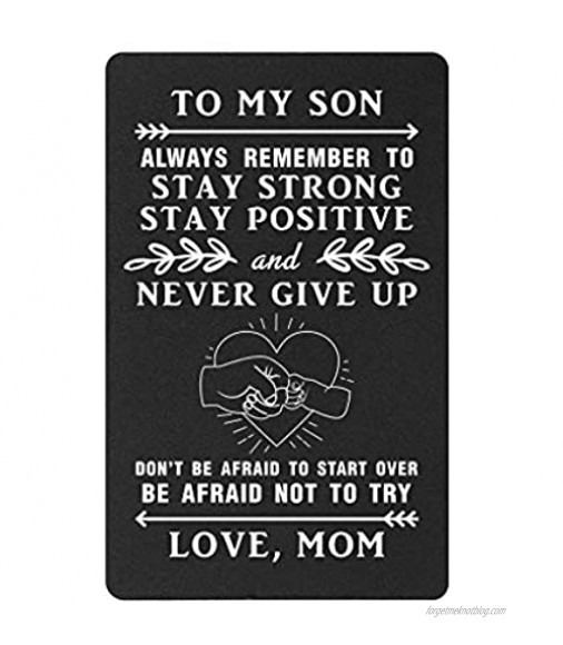 TANWIH Son Wallet Card from Mom Son Gifts from Mom Mother Son Birthday Gifts from Mom Son Christmas Engraved Gifts Son Graduation Gift Cards from Mom Adult Encouragement Presents