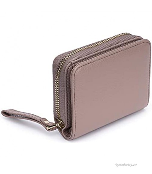 GoodCase RFID Blocking Genuine Leather Credit Card Case Holder Security Travel Wallet (Light Pink)