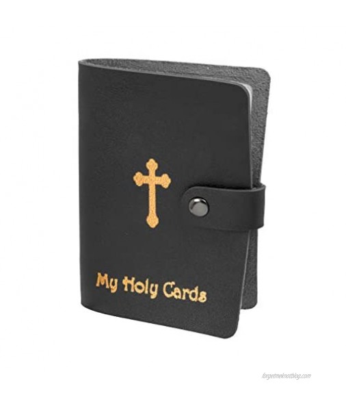 Religious My Holy Card Holder with Gold Stamped Cross Design 5 1/4 Inch