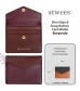 Slim Leather Card Wallet Folding Snap Button Lanyard set (style B - Folding Burgundy)