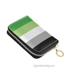 Slim Minimalist Soft Leather Mini Case Holder Organizer Wallet for Women Men Transgender Pride Flag