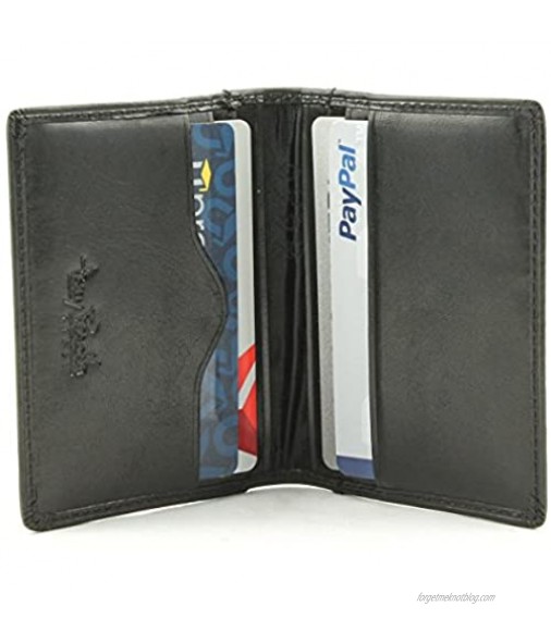 Tony Perotti Mens Italian Bull Leather Thin Bifold Credit Card Holder Wallet in Black