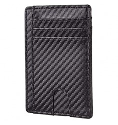 Toughergun Minimalist Leather Wallet Slim Front Pocket Card Holder for Men & Women (Woven Black)