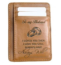 Wife To Husband Gift - Best Anniversary Gifts- Valentine gifts For Him slim Wallet Card Holder- GIft for Father's day