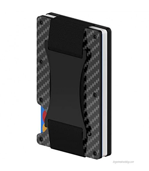 Carbon Fiber Wallet for Men - Minimalist RFID Metal Wallet for Men - Aluminum Wallet Carbon Fiber Card Holder with Cash Strap (cash strap)