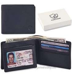 COCHOA Men's Real Leather RFID Blocking Stylish Bifold Wallet With 2 ID Window