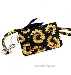 DONGGANGAJI Women's Wallet and Lanyard Set Zip Id Case with Lanyard (Sunflower-04)
