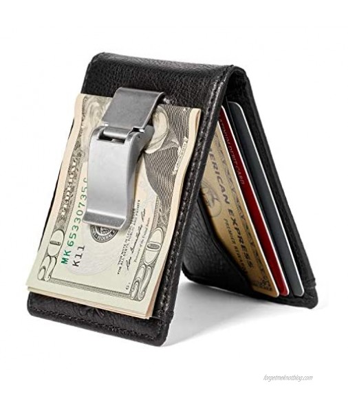 HOJ Co. DEACON ID BIFOLD Front Pocket Wallet for Men | Full Grain Leather | Bifold Wallet With Money Clip