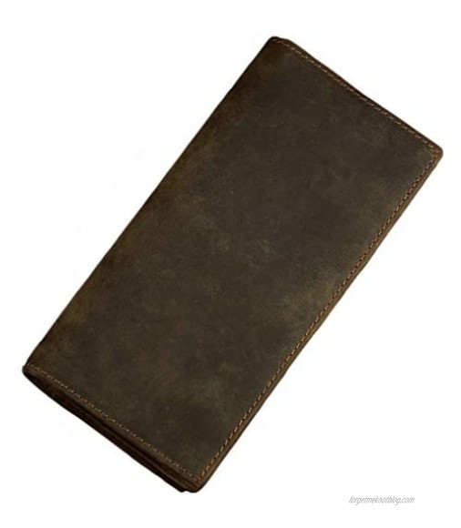 Itslife Men's RFID Vintage Look Genuine Leather Long Bifold Wallet Checkbook Wallets