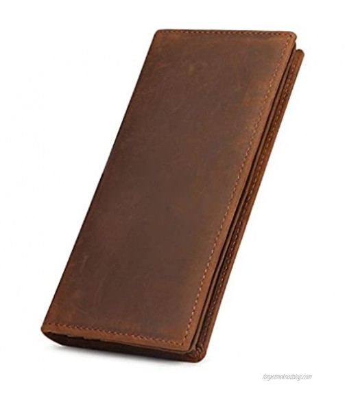 Kattee Men's Vintage Genuine Leather Long Wallet for Checkbook Credit Cards