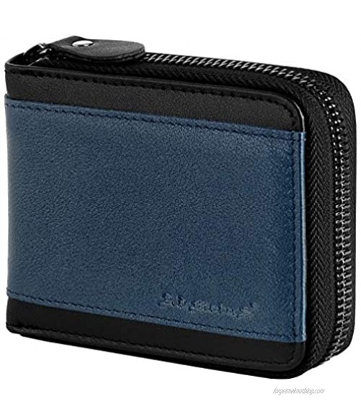 Mens RFID Blocking Wallets Zipper Leather Wallet for Men Bifold RFID Card Holder