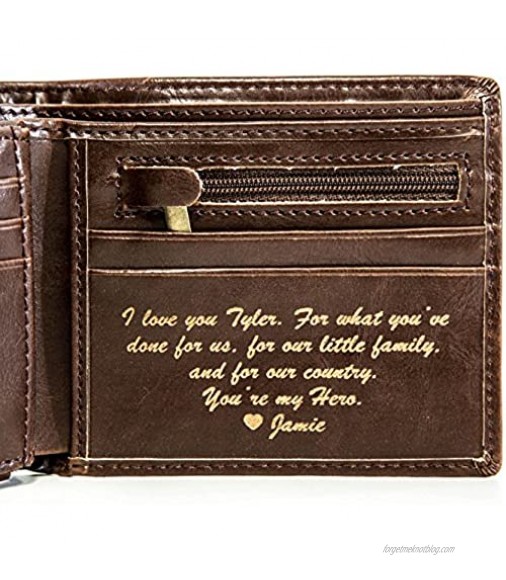 Personalized Mens Wallet - Leather Wallet The Perfect Mens Gift Boyfriend Gift Father's Day Gift or Groomsmen Gift - Personalized Gifts for Men: a Bifold wallet with ID sleeve and coin pocket