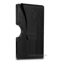 Slim Wallet for Men RFID Blocking Aluminum Wallet Carbon Fiber Card Case Metal Wallet Minimalist Front Pocket Card Holder (Black)