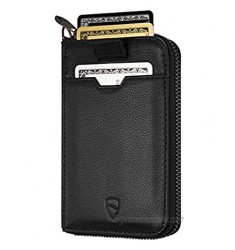 Vaultskin NOTTING HILL Slim Zip Wallet with RFID Protection for Cards Cash Coins (Black)