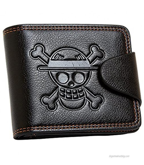 YJacuing Anime One Piece Straw Hat Pirates Jolly Roger Leathercraft Wallet (Faux Leather)