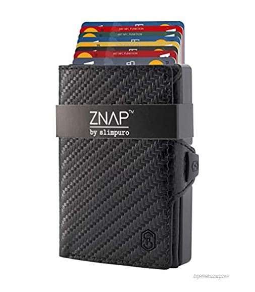 ZNAP Slim Wallet for men - Minimalist Wallet - Slim Wallets with Money Clip - No Folding of Bills - RFID Blocking Metal Wallet - Carbon Fiber Wallet - Mens Wallet with Money Clip - Up to 12 Cards