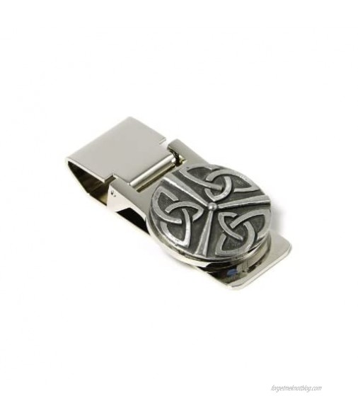 Celtic Money Clip Trinity Knot Spring Loaded Stainless Steel & Pewter Irish Made