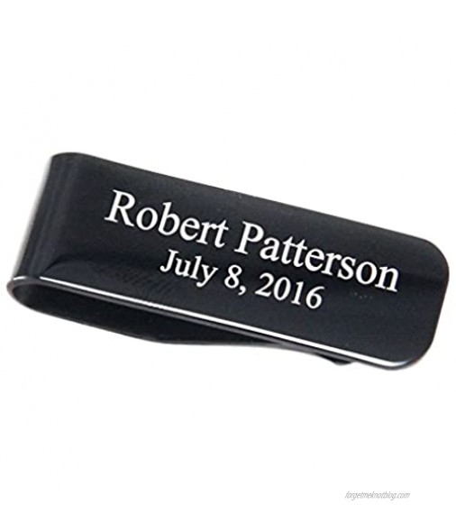 Forevergifts Free Engraving - Quality Stainless Steel Black Money Clip