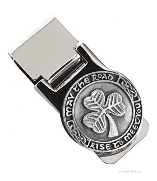 Gift Money Clip Irish May the Road Rise Pewter & Stainless Steel Made in Ireland