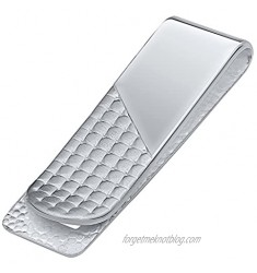 Luxurious Money Clip For Bills and Cards.925 Sterling Silver Solid Design  Pebbled Texture  0.2 X 2.02 Inch. Engravable  Shiny. Designed and Made in Italy. By Sterling Manufacturers