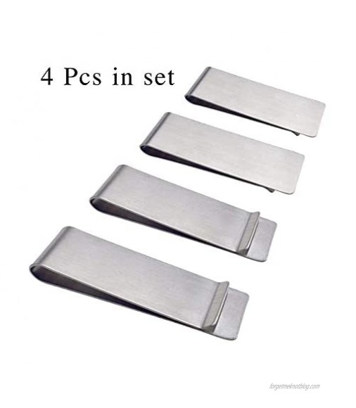 Money Clip For Men Stainless Steel - 4 Pcs in Set Slim Wallet Credit Card Holder Minimalist Wallet - Color Silver