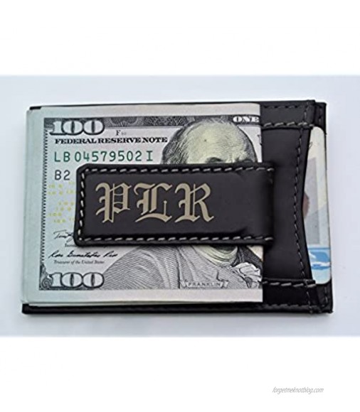 Personalized Men's Black Leather Magnetic Money Clip & Card Case Wallet Custom Engraved Free - Ships from USA