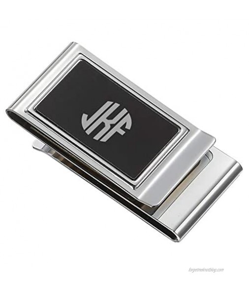 Personalized Visol Viscount Stainless Steel and Matte Black Triple Fold Money Clip with Free Laser Engraving