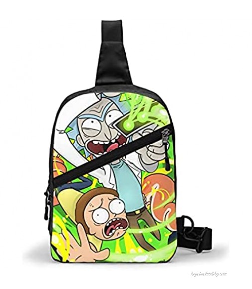 Cartoon Rick And Morty Crossbody Bag Fashion One-Shoulder Backpack Anime-Themed Backpack Unisex Multifunctional Crossbody Bag Hiking