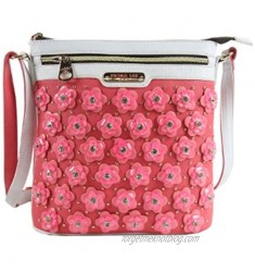 Nicole Lee Makenzie Floral Encrusted Beads Cross Body Bag  Pink  One Size