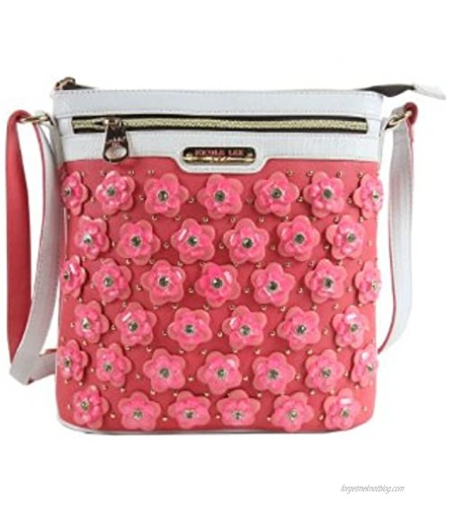 Nicole Lee Makenzie Floral Encrusted Beads Cross Body Bag Pink One Size