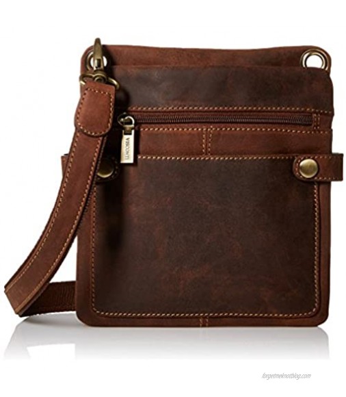 Visconti Distressed Leather Fashion Slim Cross-Body Messenger Bag Oil Tan One Size