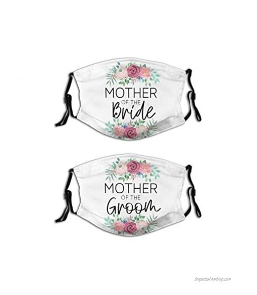 2Pcs Mother of The Bride Groom Face Mask with 4 Filters Wedding Masks Washable Balaclavas for Women Men