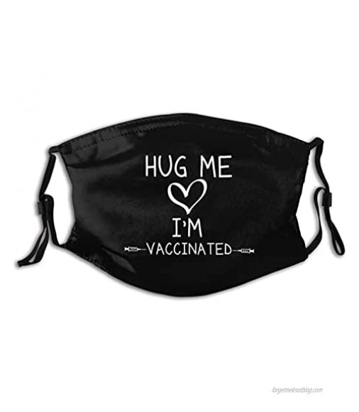 ALLREY Hug Me I'M Vaccinated Face Mask Scarf With Filters Reusable Decorative Balaclava For Adult & Teens