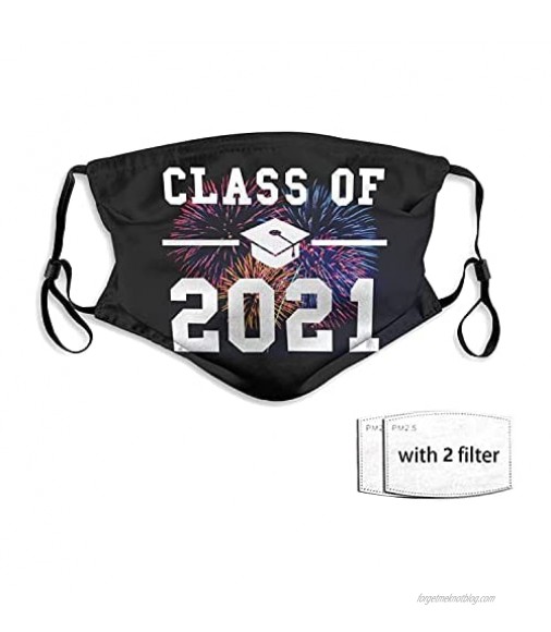 Class of 2021 Graduation Party Face Masks with 2 Filters Reusable Adjustable Washable Adult Breathable Balaclavas
