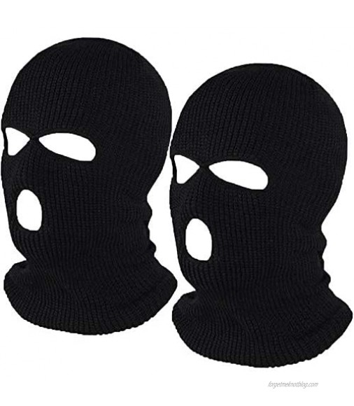 Fvviia 2 Pieces 3 Hole Knitted Face Cover Double Thermal Windproof Winter Ski Mask for Outdoor Sports