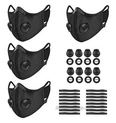 kungfuren 4 Sets Sports Cycling Masks with Activated Carbon Filter  Cycling Mask with 8 Breathing Valve and 16 Soft Foam Padding for Walking Running Cycling