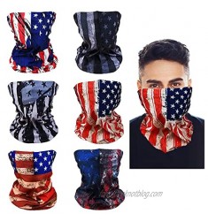 LYDTICK 6Pack American Flag Face Gaiters for Men Women  UV Protection Patriotic Face Mask Neck Gaiters Cooling Headband Bandana for 4th of July Independence Day
